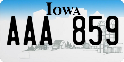 IA license plate AAA859