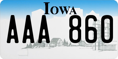 IA license plate AAA860