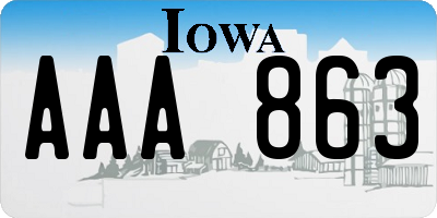 IA license plate AAA863