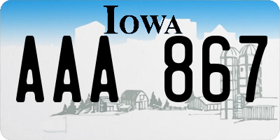 IA license plate AAA867