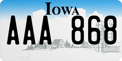 IA license plate AAA868