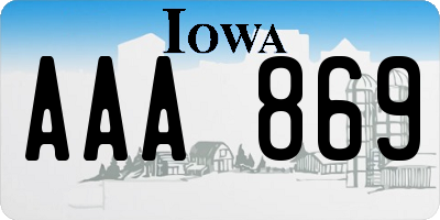 IA license plate AAA869