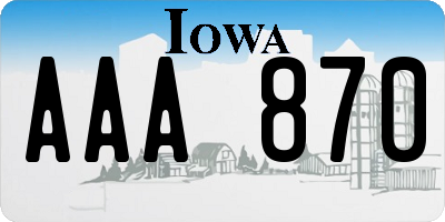 IA license plate AAA870