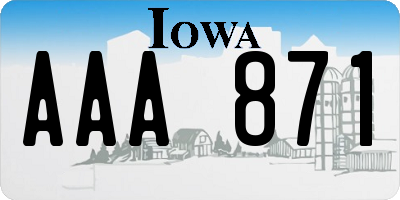 IA license plate AAA871