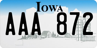 IA license plate AAA872