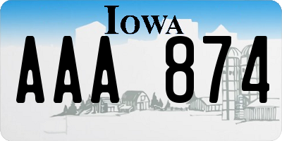 IA license plate AAA874