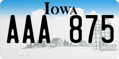 IA license plate AAA875