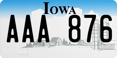 IA license plate AAA876