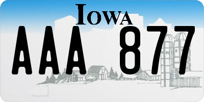 IA license plate AAA877