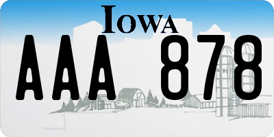 IA license plate AAA878