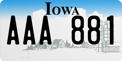 IA license plate AAA881
