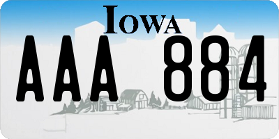 IA license plate AAA884