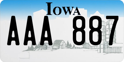 IA license plate AAA887