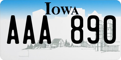 IA license plate AAA890