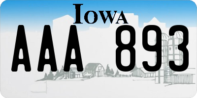 IA license plate AAA893