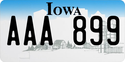 IA license plate AAA899