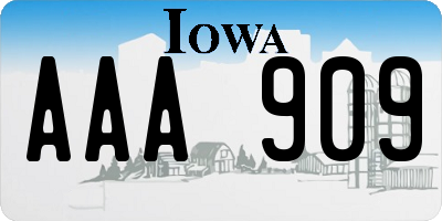 IA license plate AAA909