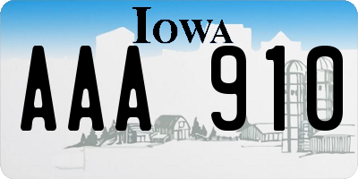 IA license plate AAA910