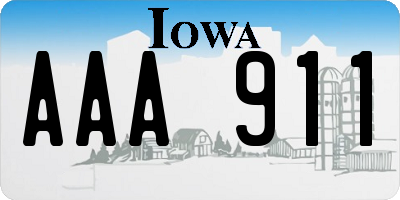 IA license plate AAA911