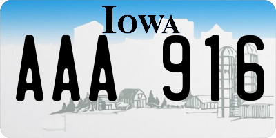 IA license plate AAA916