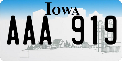 IA license plate AAA919