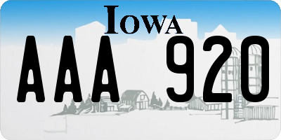 IA license plate AAA920