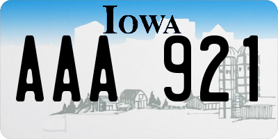 IA license plate AAA921
