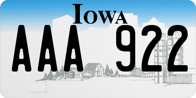 IA license plate AAA922