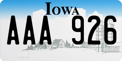 IA license plate AAA926