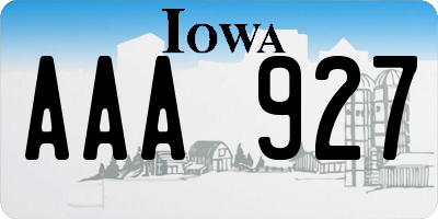 IA license plate AAA927