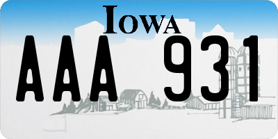 IA license plate AAA931