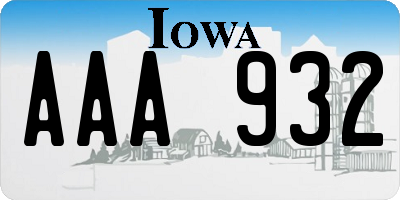 IA license plate AAA932