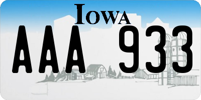 IA license plate AAA933