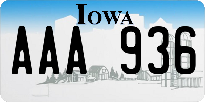 IA license plate AAA936