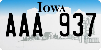 IA license plate AAA937