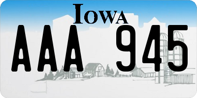 IA license plate AAA945