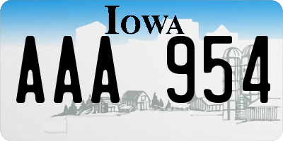 IA license plate AAA954