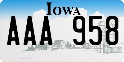 IA license plate AAA958