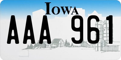 IA license plate AAA961