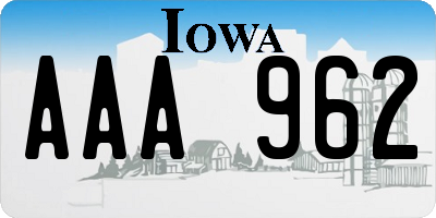 IA license plate AAA962