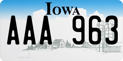 IA license plate AAA963