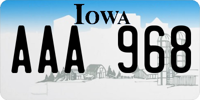 IA license plate AAA968