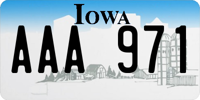 IA license plate AAA971