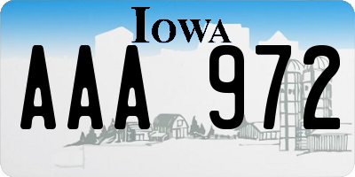 IA license plate AAA972