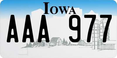 IA license plate AAA977
