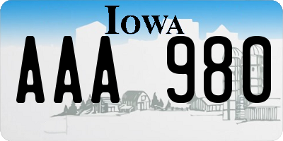 IA license plate AAA980