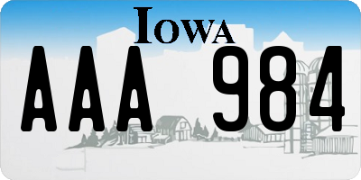 IA license plate AAA984