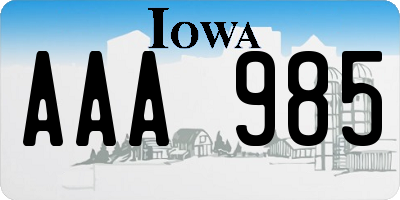 IA license plate AAA985