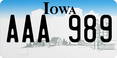 IA license plate AAA989
