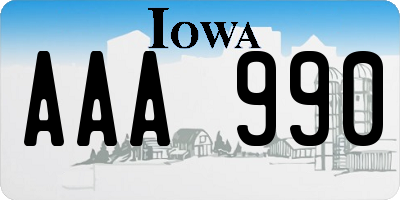 IA license plate AAA990